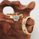 2 Rings Jewelry Cross Women 18k AAA+ Cubic Zircon