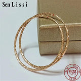 Senlissi 925 Silver Women's Hoop Earrings 18K Plated Drop Earrings 30-60mm
