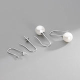 TrustDavis 925 Silver U-shaped Pearl Jade Clip DIY Earring
