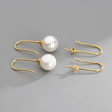 TrustDavis 925 Silver U-shaped Pearl Jade Clip DIY Earring