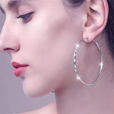 Senlissi - 925 Silver Plated Rose Drop Earrings For Women