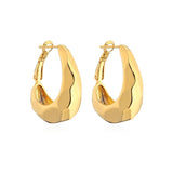 Golden Geometric Stud Earrings Metal Texture 18 K Accessories