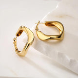 Golden Geometric Stud Earrings Metal Texture 18 K Accessories