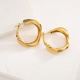 Golden Geometric Stud Earrings Metal Texture 18 K Accessories