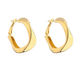 Golden Geometric Stud Earrings Metal Texture 18 K Accessories