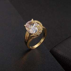 Oval Zircon Rings CZ 18k Jewelry AAA+