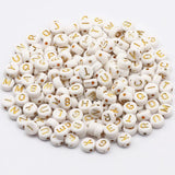 Single Letters Beads Flat Round Alphabet Acrylic Spacer Beads