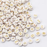 Single Letters Beads Flat Round Alphabet Acrylic Spacer Beads