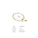 Pearl Chain Bracelet Golden Charm 18K Plated Gift for Women