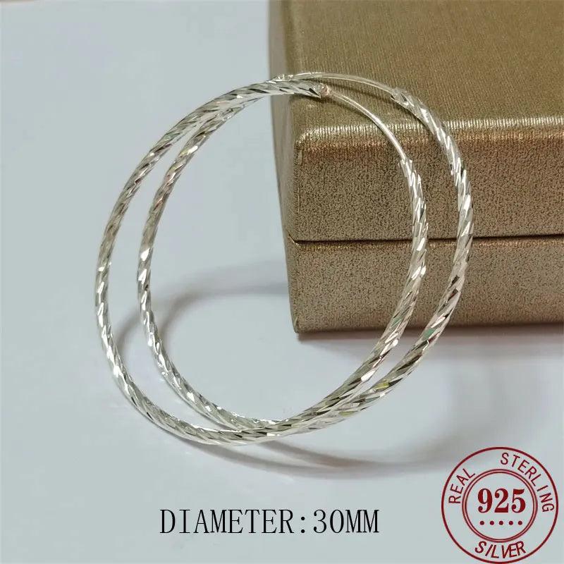 Senlissi 30-60mm 18K Yellow Plated Sterling Silver Hoop Earrings