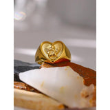 Romantic Heart Stainless Steel Ring Angel Ring Anniversary Jewelry Gift