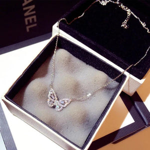 14k Butterfly Diamonds Gemstones Pendant Necklace for Women Girl Choker