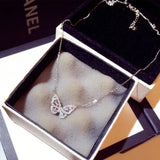14k Butterfly Diamonds Gemstones Pendant Necklace for Women Girl Choker