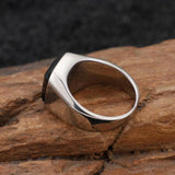 Stainless Steel Square Men's Ring Silver Zircon Jewelry