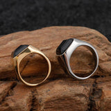 Stainless Steel Square Men's Ring Silver Zircon Jewelry