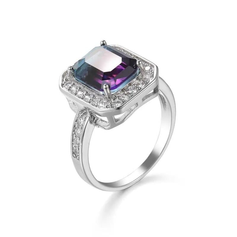 Gorgeous Tourmaline-Color Square Zircon Rings For Women