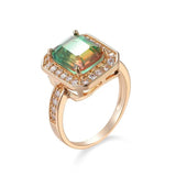 Gorgeous Tourmaline-Color Square Zircon Rings For Women