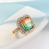 Gorgeous Tourmaline-Color Square Zircon Rings For Women