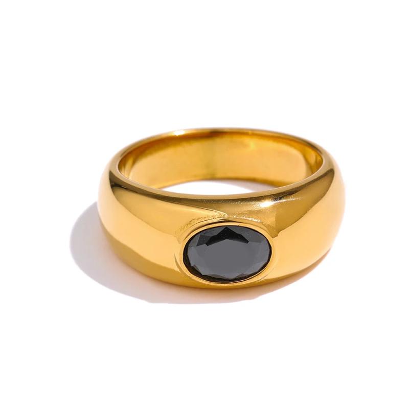 Stainless Steel Crystal Rings 18K Plated Waterproof Anillos Office Gift