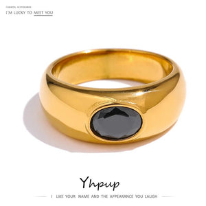 Stainless Steel Crystal Rings 18K Plated Waterproof Anillos Office Gift