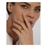 Stainless Steel Crystal Rings 18K Plated Waterproof Anillos Office Gift