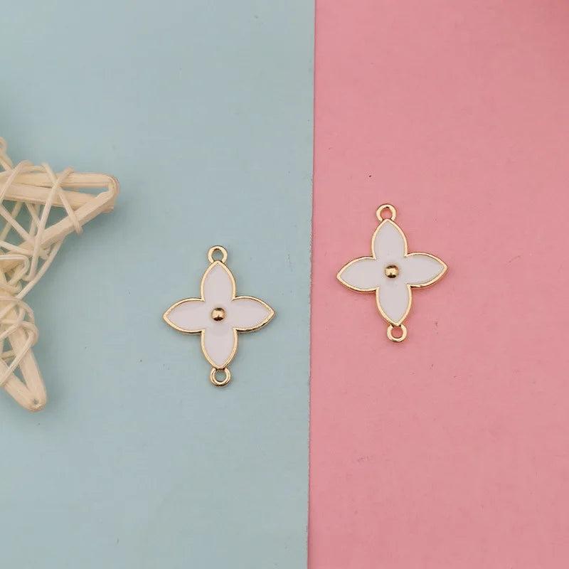 K Drop Alloy Necklace Small Pendant Double Hanging Leaf DIY Jewelry Earrings