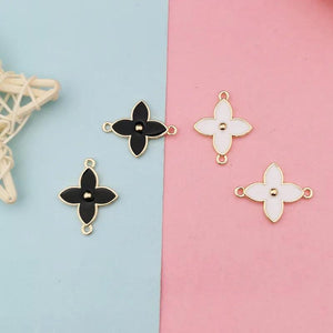 K Drop Alloy Necklace Small Pendant Double Hanging Leaf DIY Jewelry Earrings