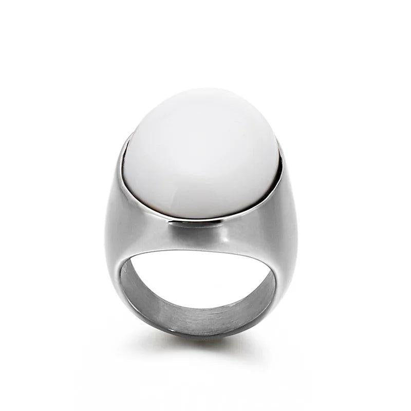 Bohemia Oval Marble Stone Wedding Charm Rings for Women