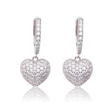 18K Rose Gold Plated Zircon Drop Hearts Earrings