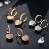 18K Rose Gold Plated Zircon Drop Hearts Earrings