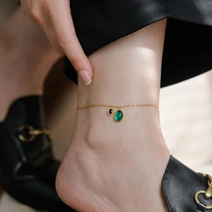 18K Plated Agate Stone Foot Chain Titanium Steel Foot Ornament