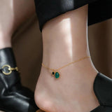18K Plated Agate Stone Foot Chain Titanium Steel Foot Ornament