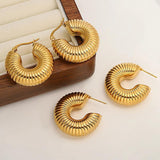 316L Stainless Steel Chunky Hoop Earrings, 18K Plated Jewelry Gift