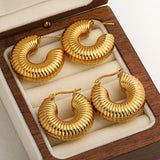 316L Stainless Steel Chunky Hoop Earrings, 18K Plated Jewelry Gift