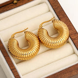 316L Stainless Steel Chunky Hoop Earrings, 18K Plated Jewelry Gift