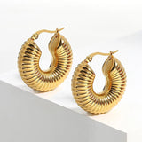 316L Stainless Steel Chunky Hoop Earrings, 18K Plated Jewelry Gift