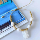 Natural Pearl Bracelet Virgin Mary Charm Waterproof Bracelets