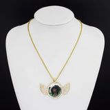 Custom Necklace Personalized Photo Angel Wings Rhinestone Pendant Chains