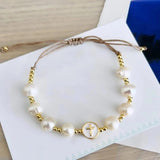 Natural Pearl Bracelet 18K Plated Virgin Mary Jewelry
