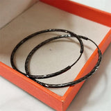 Senlissi - 925 Silver Black Plated Hoop Earrings For Women