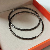 Senlissi - 925 Silver Black Plated Hoop Earrings For Women