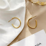 French Irregular Line Hoop Earrings Titanium Steel 18K Plated