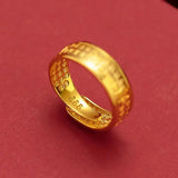Vietnam Retro Overbearing Yellow Fu Word Ring for Men