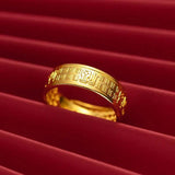 Vietnam Retro Overbearing Yellow Fu Word Ring for Men
