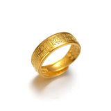 Vietnam Retro Overbearing Yellow Fu Word Ring for Men