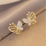 Sterling Silver Butterfly Zircon Earrings for Women