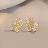 Sterling Silver Butterfly Zircon Earrings for Women