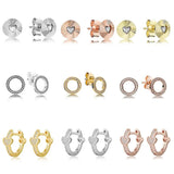 925 Silver Rose Round Heart Earrings for Women