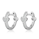 925 Silver Rose Round Heart Earrings for Women