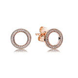 925 Silver Rose Round Heart Earrings for Women